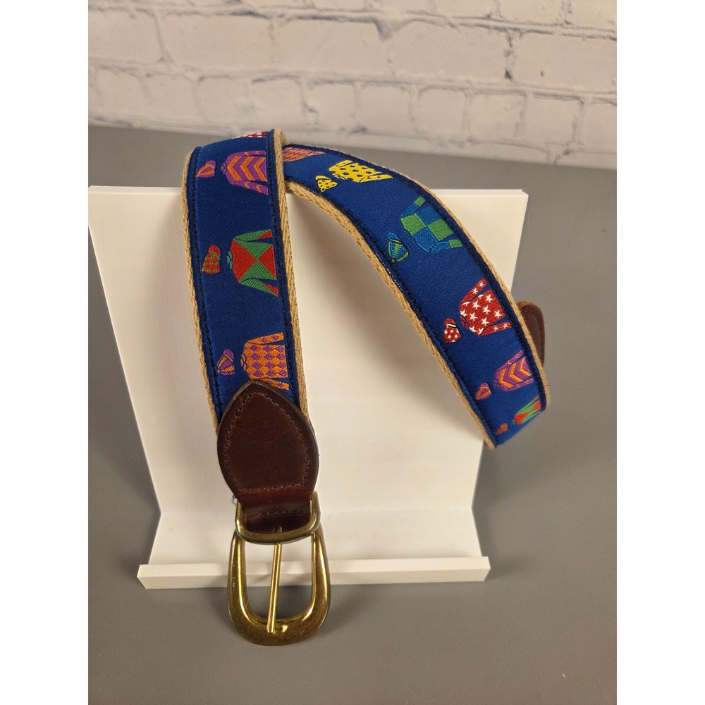 Leather Ribbon Belt Jockeys Horse Racing Kentucky Derby YRL Sz 34